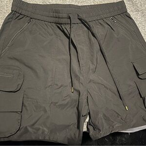 Fashion Nova Black Cargo Shorts with Elastic Waistband